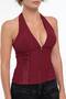 Women's Halter Neck Corset with Lace Detail Design - 5