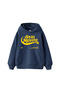 Still Moving Printed Oversize Unisex Indigo Hoodie - 2