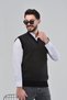 Black Men's Dad and Middle-Aged Layered Diamond Patterned Acrylic Thick Textured V-Neck Knitwear Sweater