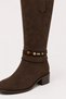 Avelelle Brown Suede Women's Casual Boots with Belt and Bead Detail - 2