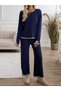 Minimalist Women's Knitwear Set Polo Neck Sweater and Pants - 7