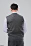 Men's Dad and Middle-Aged Baklava Patterned Acrylic Thick Textured V-Neck Knitwear Sweater - 4