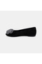 Women's Black Suede Ballerinas with Stone Flower Accessories - 3