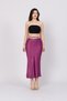 Women's Summer Purple Belted and Elastic Waist Satin Skirt 6791 - 4