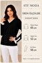Women's V-Neck Lace Detailed Pearl Buttoned Long Sleeve Knitwear Sweater - 6