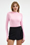 Women's Half Turtleneck Basic Pink Blouse