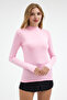 Women's Half Turtleneck Basic Pink Blouse - 5