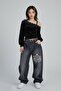 Black Washed P Patchli Vintage Baggy Y2K Pants - 3