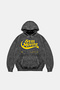 Still Moving Printed Oversize Unisex Washable Black Hoodie
