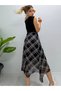 Women's Plaid Patterned Midi Chiffon Skirt - 3