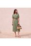 PUFF SLEEVE ELASTICATED MIDI DRESS
