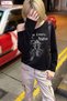 Black Autumun Corcerto Casual Off-Shoulder Y2K Long Sleeve Off-Shoulder T-Shirt - 4