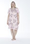 Women's Plus Size V-Neck Floral Patterned Short Sleeve Viscose Nightgown 13601 - 2