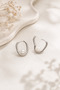 Pearl Detailed Silver Color Steel Oval Earrings