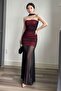 Burgundy Gothic Transparent Tulle Long Dress