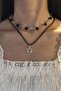 Silver Punk Star and Bead Double Necklace - 2
