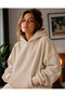 Women's Oversize 3 Thread Threaded Hooded Sweatshirt Hoodie - 3