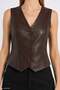 Women's Lined Buttoned Slimfit Leather Vest 6799 - 2