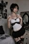 White Lace Detailed Bowknot Vintage Y2K Strap Crop Top - 2