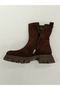 Genuine Leather Suede Fur Inside Zippered Boots Women's Shoes - 3