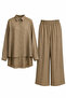 Blouse with Slit on the Back Set 967 Khaki - 2