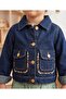 Girl's Crispy Floral Piping Denim Jacket - 2