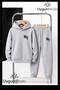 Ny Letter Printed Hooded Thick Cotton Inside Tracksuit with Pockets Children's Top and Bottom Tracksuit Set