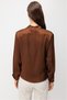 Women's Double Breasted Collar Satin Textured Long Sleeve Blouse - 3