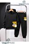 Yandan Lion Printed Hooded Thick Cotton Inside Lined Sweatpants with Pockets Children's Sweatpants and Top Sweat Suit Set