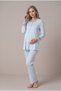 Women's Blue Patterned Long Sleeve Lace Maternity Pajama Set with Dressing Gown - 4