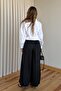 Black Satin Textured Shalwar Trousers - 261051 - 5
