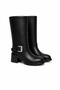 Celeste Black Rustic Women's Ankle Buckle Detailed Belted Short Thick Heeled Round Toe Boots - 2