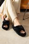 Women's Cross Furry Plush Soft Sole Comfortable House Slippers - 2