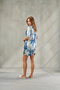 Women's Blue Satin Shorts Pajama Set Aura & Piping Short Sleeve Shirt with Shorts Nightwear Sleepwear Set - 7