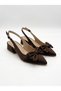 Women's Bowknot Pointed Toe Slingback Open Back Thick Heeled Shoes - 3