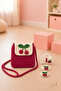 Cherry Design Fuchsia Hand Knitted Children's Bag and Hair Accessory Set - 2
