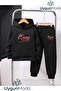 23Chicago Printed Hooded Thick Cotton Inside Track Suit with Pockets Children's Top and Bottom Track Suit Set
