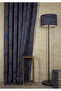 Natural Motif Background Curtain Navy Blue Without Pleats