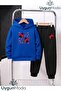 Ladybug Printed Hooded Thick Cotton Inside Sweatpants with Pockets Children's Sweatshirt and Sweatpants Set