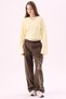 Crep Women's 100% Cotton Ribbed Crew Neck Drop Shoulder Long Sleeve Tshirt Yellow - 4