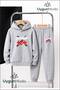 Eror Printed Hooded Thick Cotton Inside Padding Tracksuit with Pockets Children's Bottom and Top Tracksuit Set