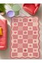 Aura Pink Squares Patterned Woven Base Decorative Carpet Aura4081