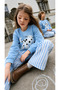 Unisex Top Cat Printed Sweatshirt with Striped Bottoms 3 Thread Fabric Bottom Top Tracksuit Set - 3