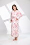 Pink Floral Patterned Dressing Gown and Lace Sleeve Maternity Nightgown Set - 4