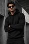 Bery Men's Two Thread Ribbed Hooded Basic Sweatshirt |   Kangaroo Pocket Solid Color Casual Hoodie - 2