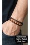 Rochelle Marrone Multi-Layered Men's Leather Bracelet with Natural Stone Detail