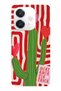 Oppo A3 Compatible Cactus Patterned Transparent Phone Case