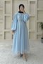 Belt Detailed Hijab Dress Baby Blue
