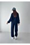 Women's Modal Fabric Snap Fastener Drawstring Oversize Two-Piece Set - 8