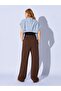 Women's Brown Wide Leg Three-Thread Palazzo Sweatpants with Tie at the Waist - 4